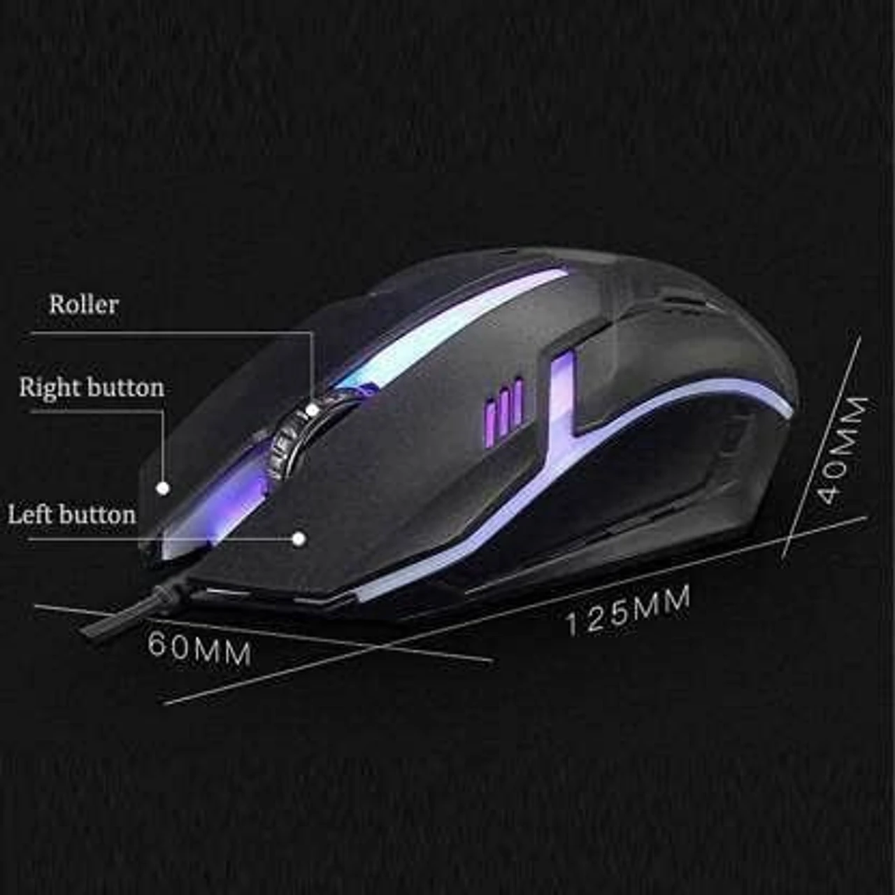 Gaming Mouse, 3 Buttons RGB Light Sports Design for Laptops & PC