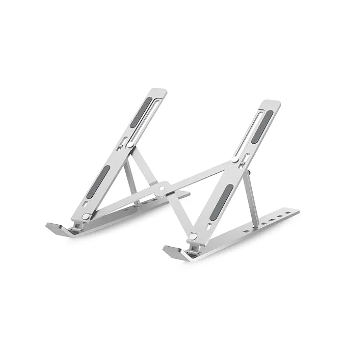 Adjustable Aluminum Ergonomic Foldable Portable Tabletop Laptop/Desktop Riser Stand Holder Compatible for MacBook, HP, Dell, Lenovo