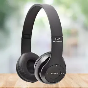 P47 On-Ear Wireless Bluetooth 5.0 Black Headphones Bluetooth Headset (Black, On the Ear)